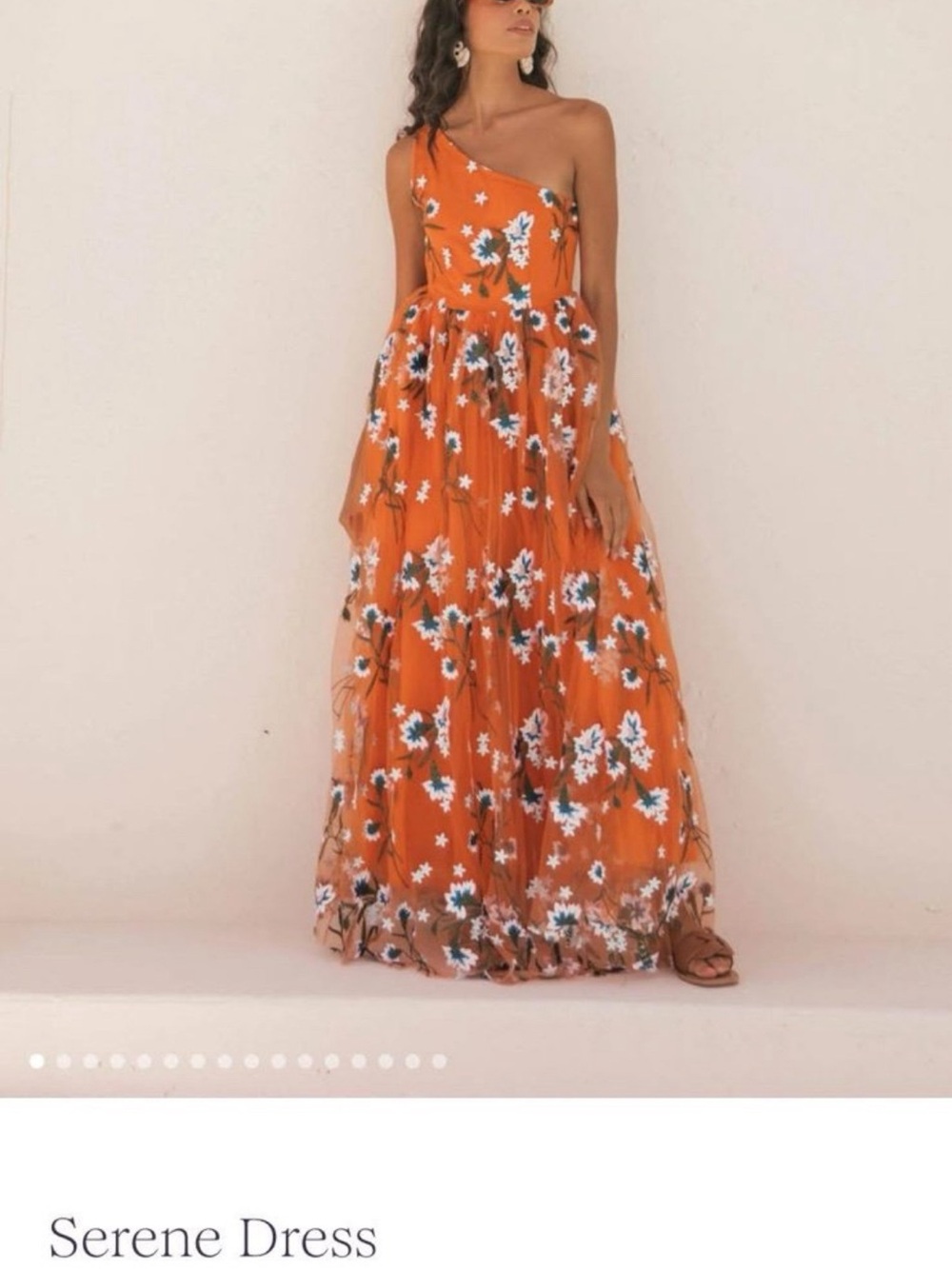 JessaKae Orange One-Shoulder Floral Maxi Dress